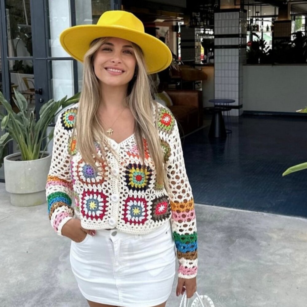 Vibrant Crush Crochet Knit Top Boho Grannycore Cottagecore Beachy